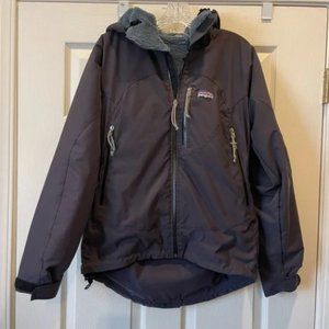 Patagonia Fleece Lined Blue Hooded Snowboard Jacket, Small
